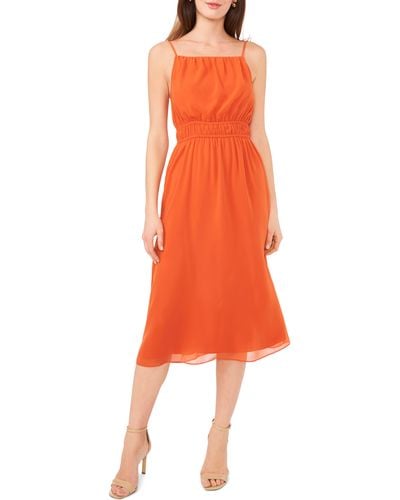 Halogen® Halogen(r) Shirred Waist Midi Dress - Orange