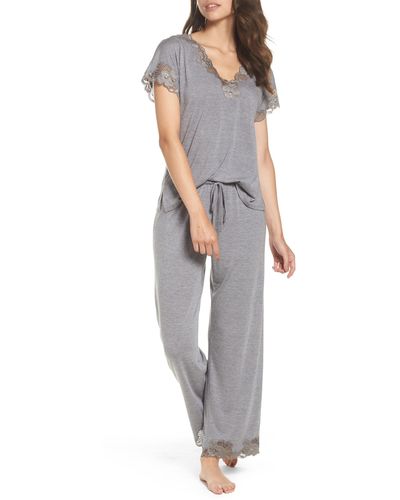 Natori 'zen Floral' Pajama Set - Gray