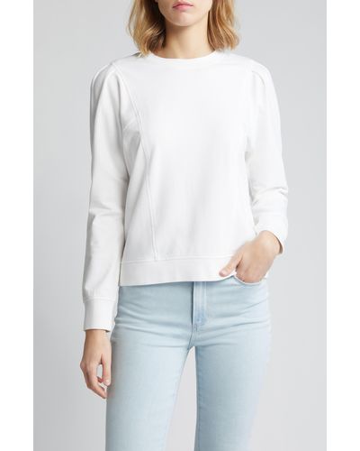 Caslon Caslon(r) Seam Accent Cotton Sweatshirt - White
