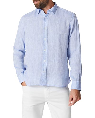 34 Heritage Solid Linen Chambray Button-up Shirt - Blue