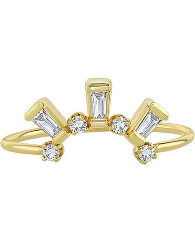 Zoe Chicco Diamond Baguette Arch Ring - Metallic