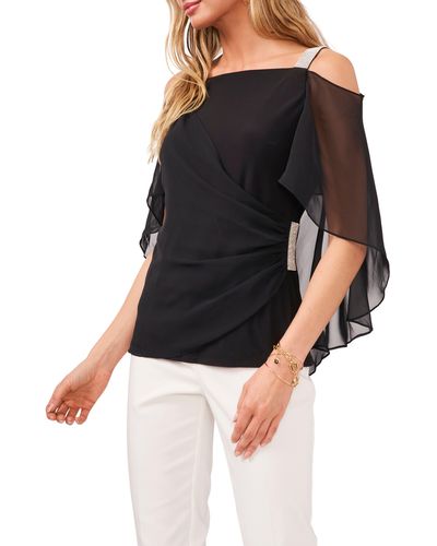Chaus Drape Overlay Off The Shoulder Top - Black