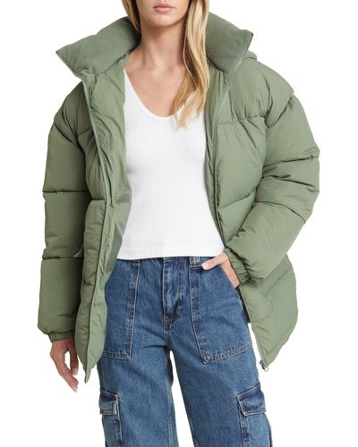 BP. Hooded Longline Puffer Jacket - Green