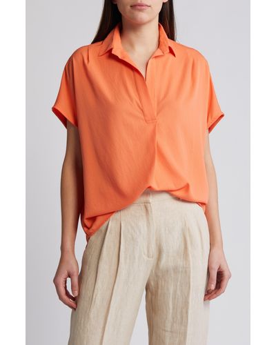 French Connection Popover Crepe Top - Orange