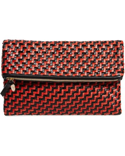 Clare V. Zip Leather Clutch - Red