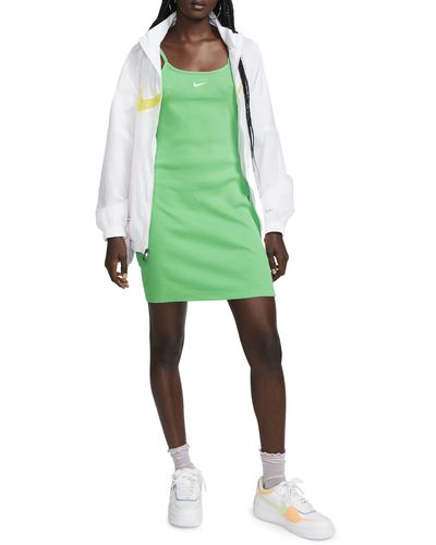 Nike Ribbed Stretch Cotton Minidress - Green