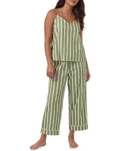 Bedhead Stripe Crop Organic Cotton Pajamas - Green