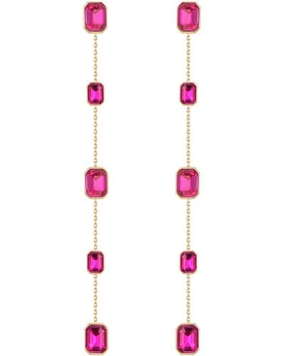 Ettika Baguette Crystal Linear Drop Earrings - Pink