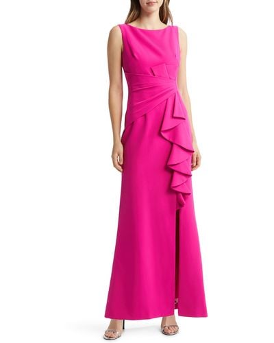 Eliza J Ruffle Front Gown - Pink