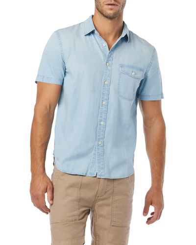 Joe's Jeans Howard Stretch Short Sleeve Button-up Shirt - Blue
