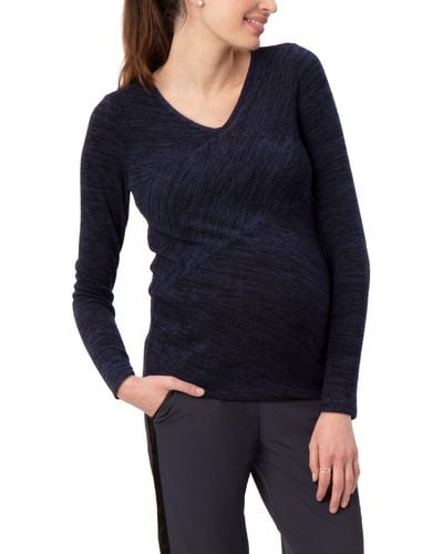 Stowaway Collection Directional Knit Maternity Top - Blue