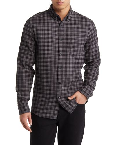 Nordstrom Marcus Trim Fit Check Flannel Button-down Shirt - Gray