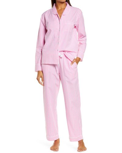Sant And Abel Long Sleeve Gingham Print Pajamas - Pink