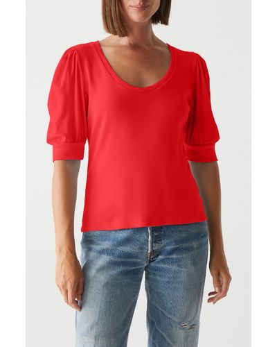 Michael Stars Rosario Puff Sleeve Knit Top - Red