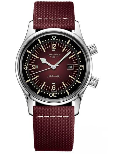 Longines Legend Diver Automatic Strap Watch - Red