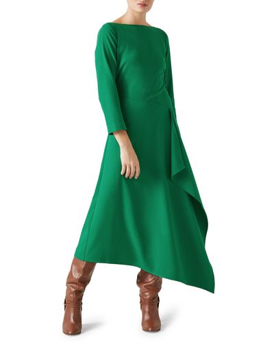 LK Bennett Lena Asymmetric Waterfall Dress - Green