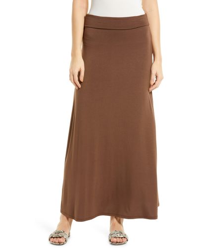Loveappella Roll Top Maxi Skirt - Brown