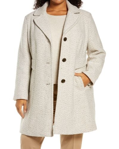 Gallery Notch Collar Tweed Coat - White