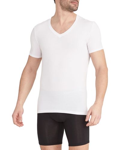 Tommy John 2-pack Cool Cotton Slim Fit Deep V-neck T-shirts - White