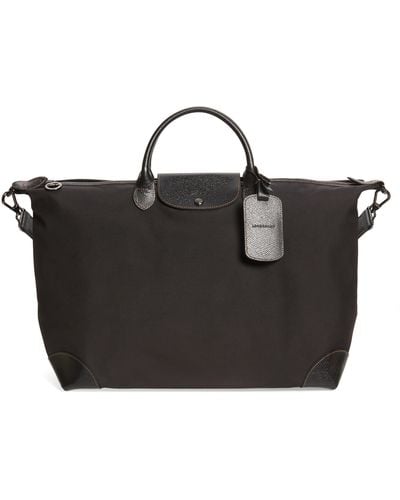 Longchamp Boxford Canvas & Leather Travel Bag - Black
