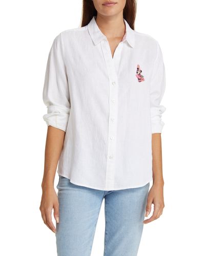 Tommy Bahama X Disney Surf The Wave Embroidered Button-up Shirt - White