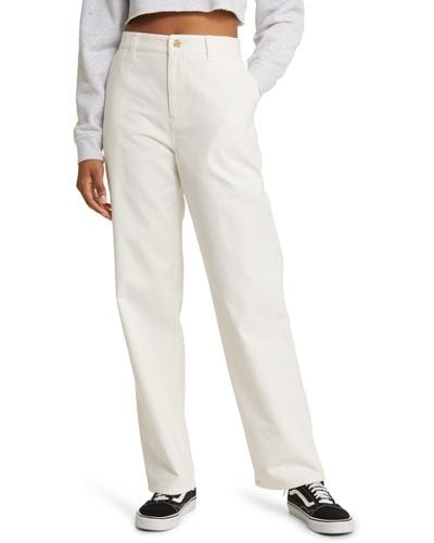 BP. High Waist Straight Leg Cotton Pants - White