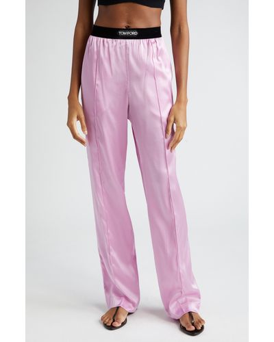 Tom Ford Stretch Silk Satin Pajama Pants - Pink