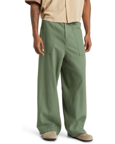 Checks Super baggy Cotton Fatigue Pants - Green