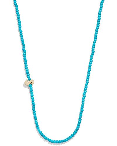 BaubleBar Turquoise Bead Initial Charm Necklace - Blue