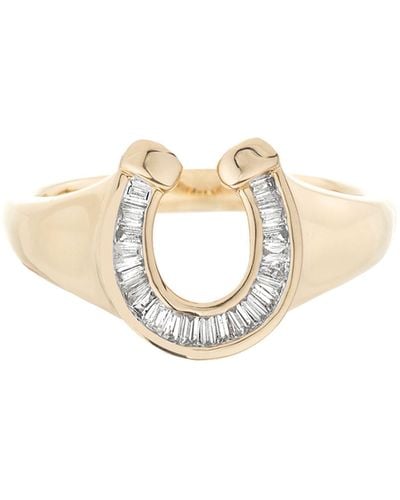 Adina Reyter Baguette Diamond Horseshoe Signet Ring - White