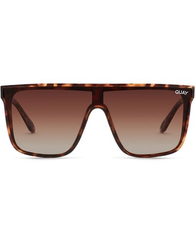 Quay Nightfall 52mm Polarized Oversize Shield Sunglasses - Brown