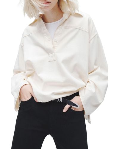 Rag & Bone Emily Lightweight Denim Popover Shirt - White
