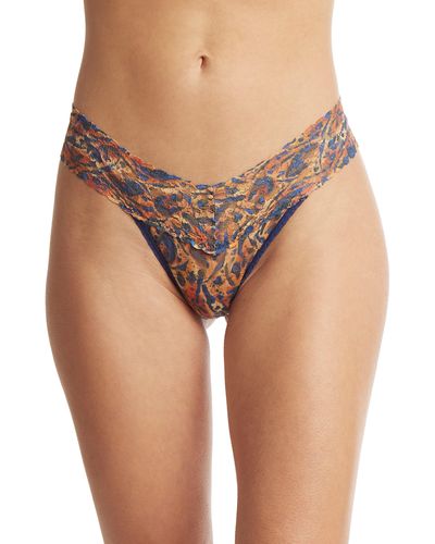 Hanky Panky Print Low Rise Thong in Blue