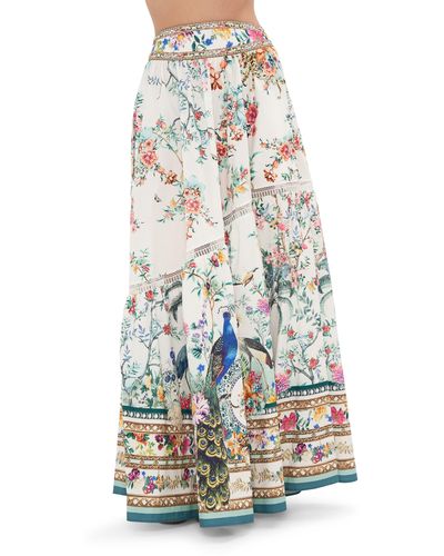 Camilla Print Cotton Maxi Skirt - White