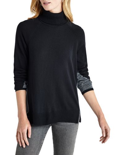Splendid Elin Colorblock Turtleneck Sweater - Black