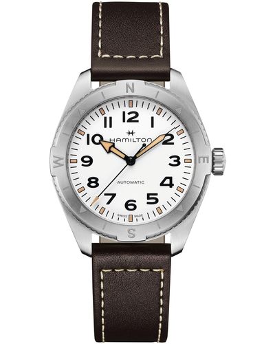 Hamilton Khaki Field Expedition Automatic Leather Strap Watch - Gray