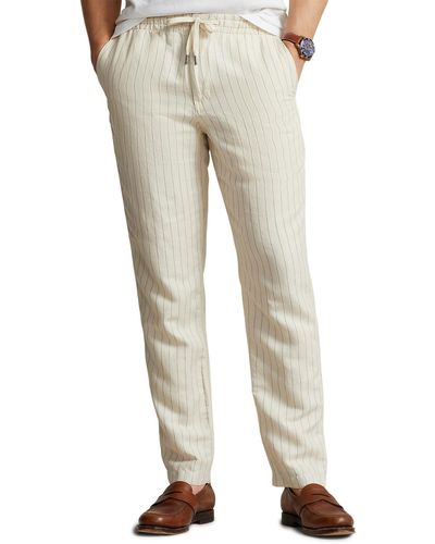Polo Ralph Lauren Stripe Linen Blend Pants - Natural