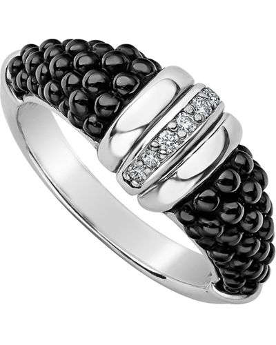 Lagos Black Caviar Diamond Tapered Ring