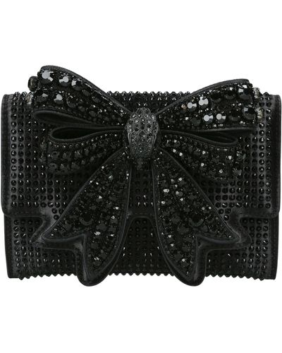 Kurt Geiger Shoreditch Crystal Embellished Bow Wallet On A Chain - Black