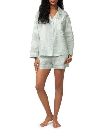 Bedhead Stripe Organic Cotton Short Pajamas - Gray