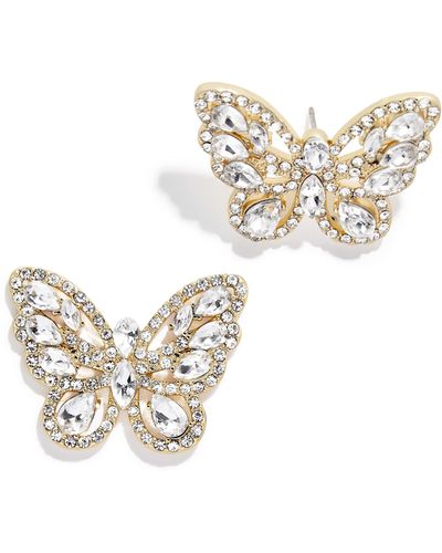 BaubleBar Crystal Butterfly Statement Stud Earrings - White