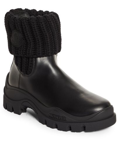 Moncler Larue Knit Cuff Chelsea Boot - Black