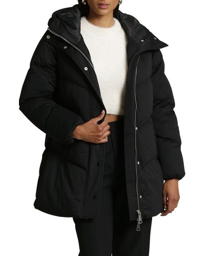 Avec Les Filles Thermal Puff Hooded Puffer Jacket - Black