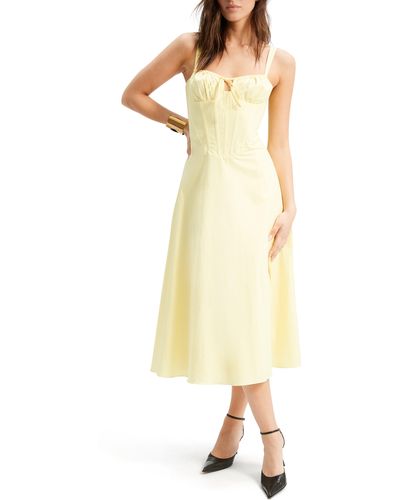 Bardot Esra Corset Midi Dress - Yellow