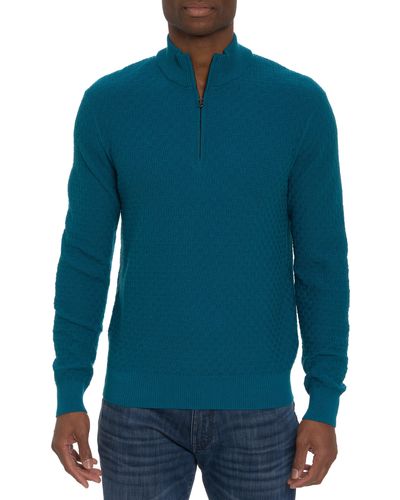 Robert Graham Reisman Quarter Zip Sweater - Blue