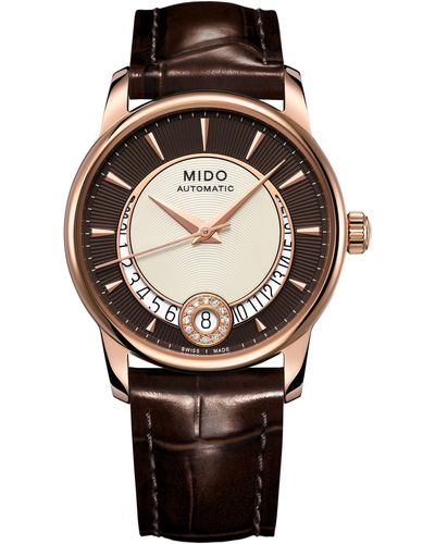 MIDO Baroncelli Automatic Diamond Leather Strap Watch - Black