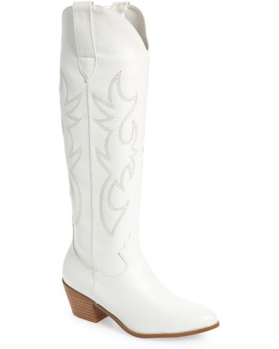 Billini Urson Knee High Western Boot - White