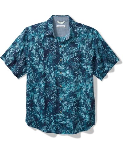 Tommy Bahama Tortola Le Coco Fronds Floral Short Sleeve Button-up Shirt - Blue