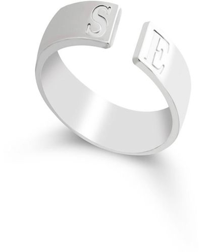 Melanie Marie Personalized Open Band Ring - White