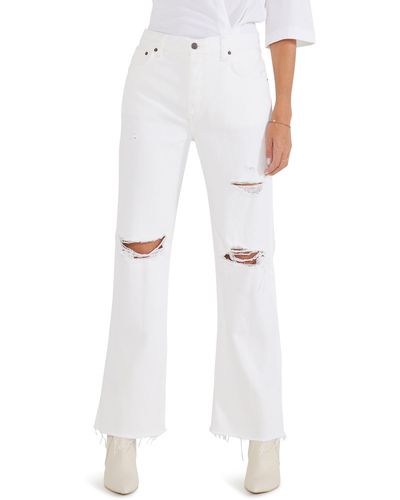 eTica Ética Amis Relaxed Raw Hem Mid Rise Bootcut Jeans - White